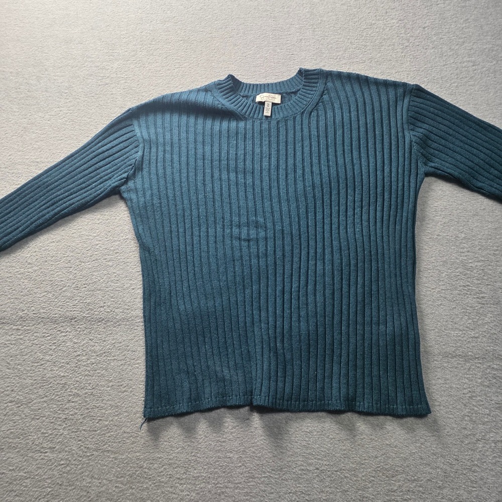 Rib Knit‎ Sweater Womens Medium Blue Long Sleeve Pullover Jessica Simpson